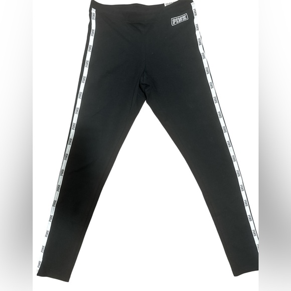 Victoria's Secret PINK Black Logo Side Stripe Leggings (Size S) - Picture 1 of 4